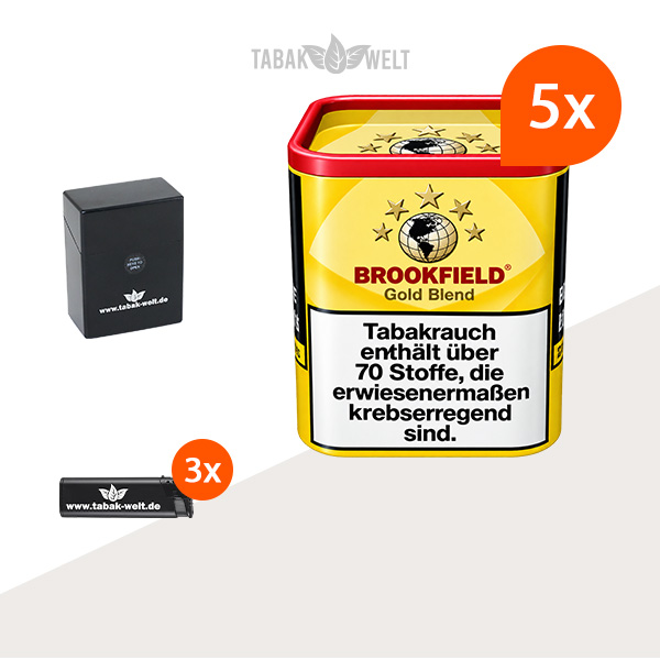 Brookfield Gold Blend Drehtabak 5er-Dosen-Set mit Etui