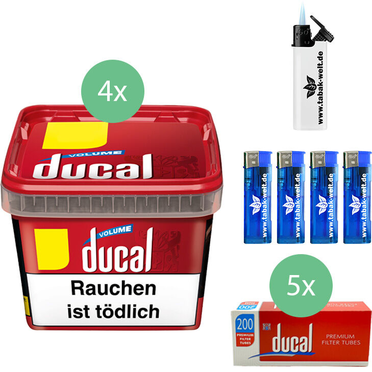 Ducal Tabak 4 x Eimer mit 1000 King Size Hülsen