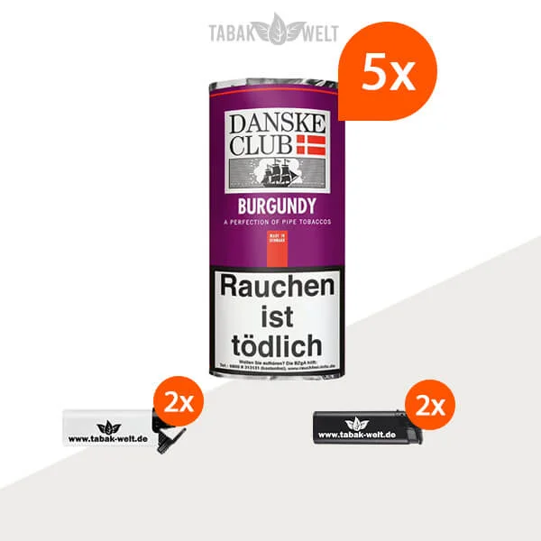 danske-club-burgundy-pfeifentabak-5x-pouch-mit-feuerzeuge