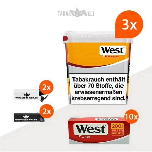 west-yellow-volumentabak-3x-giga-box-mit-2000-huelsen-und-feuerzeugen