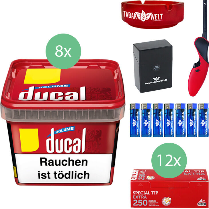 Ducal Tabak 8 x Eimer mit 3000 Special Size Filterhülsen