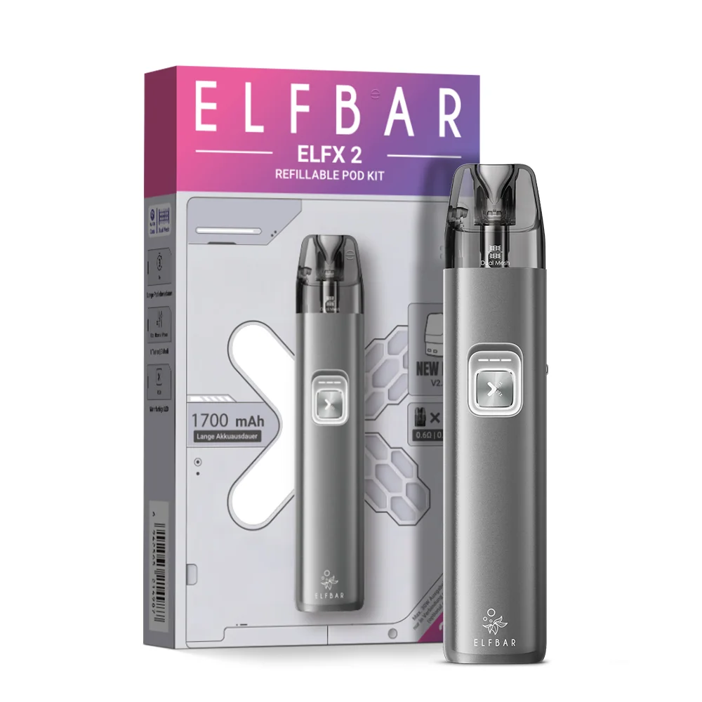 Elfbar Elfx 2 E-Zigaretten Kit in Space Grey inklusive Device und 2 Leerpods