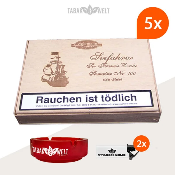 5x-woermanncigars-seefahrer-zigarren-SIR-FRANCIS-DRAKE-SUMATRA-NO.-100