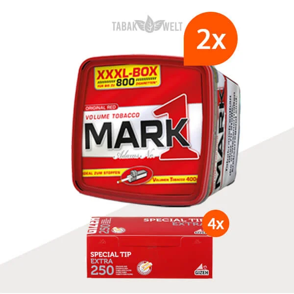 Mark 1 Red Volumentabak XXXL 2x Box mit 1000 Special Size Hülsen Mark 1 Red Volumentabak XXXL 2x Box mit 1000 Special Size Hülsen