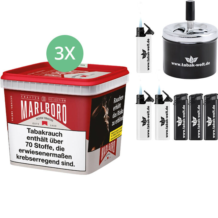 Marlboro Tabak Crafted Selection 3 x Mega Box mit Aschenbecher
