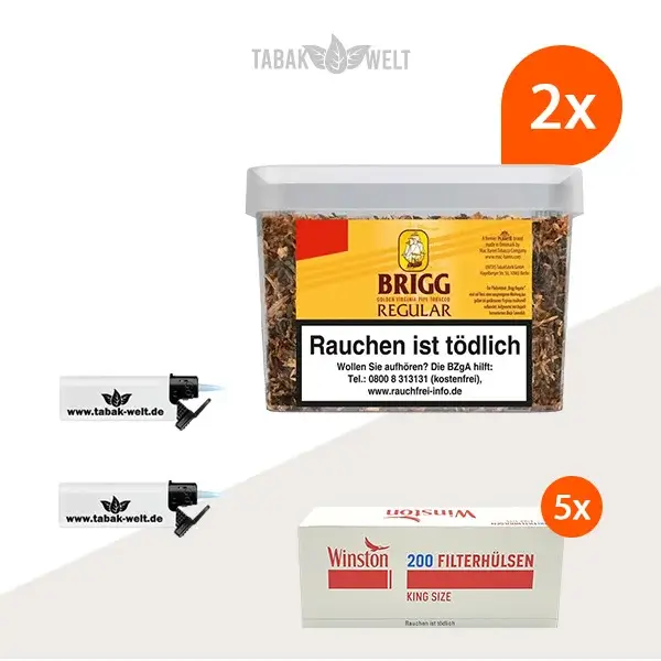 brigg-regular-pfeifentabak-2x-eimer-mit-1000-king-size-huelsen