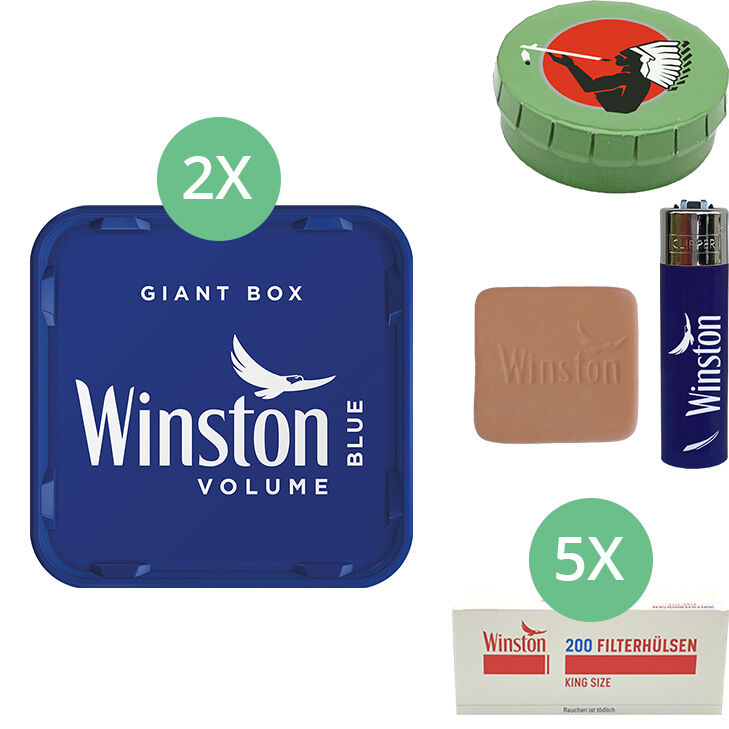 Winston Giant Box Blue 2 x 195g mit 1000 King Size Hülsen
