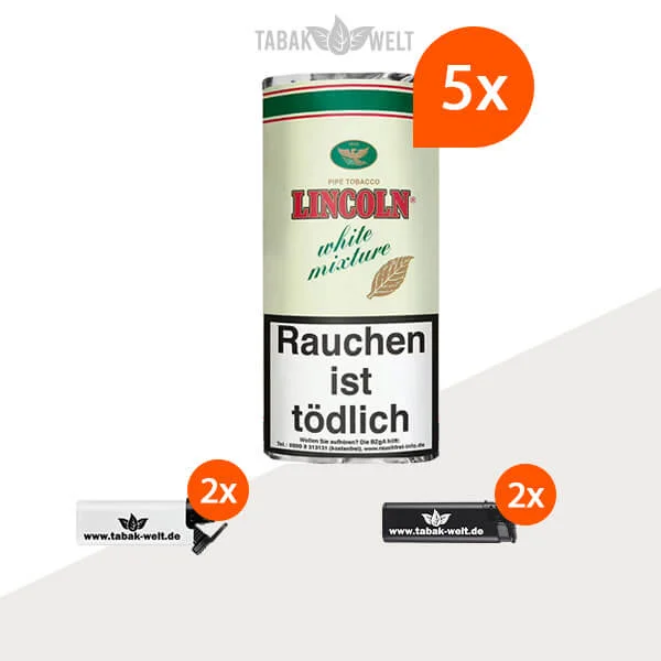 lincoln-mixture-white-pfeifentabak-5x-pouch-mit-feuerzeuge