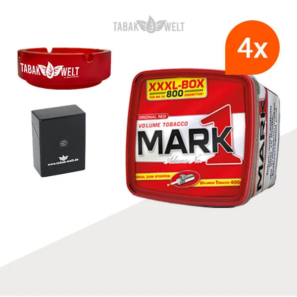 Mark 1 Red Volumentabak XXXL 4x Box mit Glasaschenbecher Mark 1 Red Volumentabak XXXL 4x Box mit Glasaschenbecher
