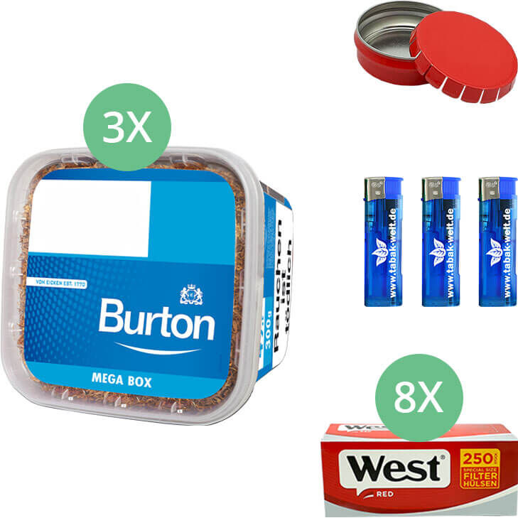 Burton Blue Mega Box 3 x 300g mit 2000 Special Size Hülsen