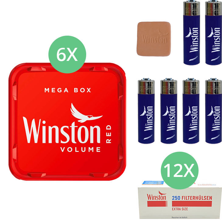 Winston Mega Box 6 x 140g mit 3000 Extra Size Hülsen