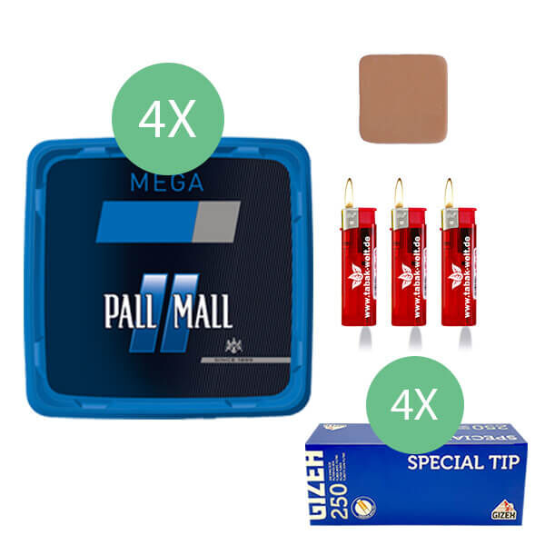 4 x pall mall blau volumentabak 1000 gizeh blau hülsen