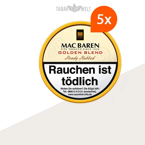 Mac Baren Golden Blend Pfeifentabak 5er-Dosen-Set L