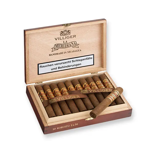 VILLIGER LA MERIDIANA Zigarren Robusto Kiste offen