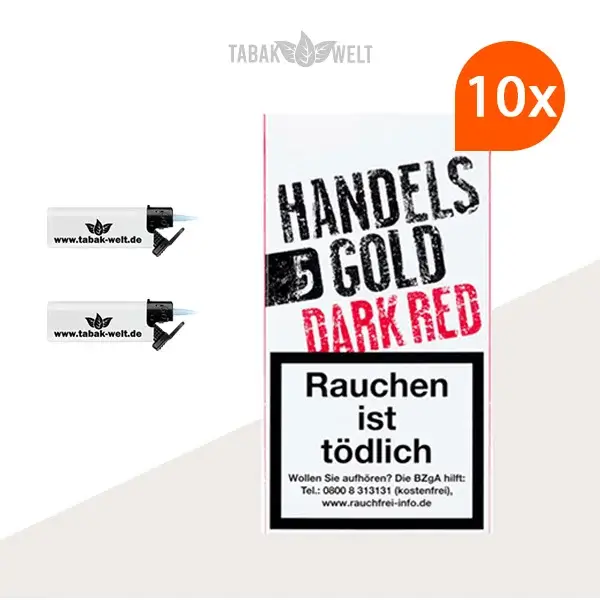 Handelsgold Dark Red Zigarillos 10 x 5 Stück mit 2 Sturmfeuerzeugen