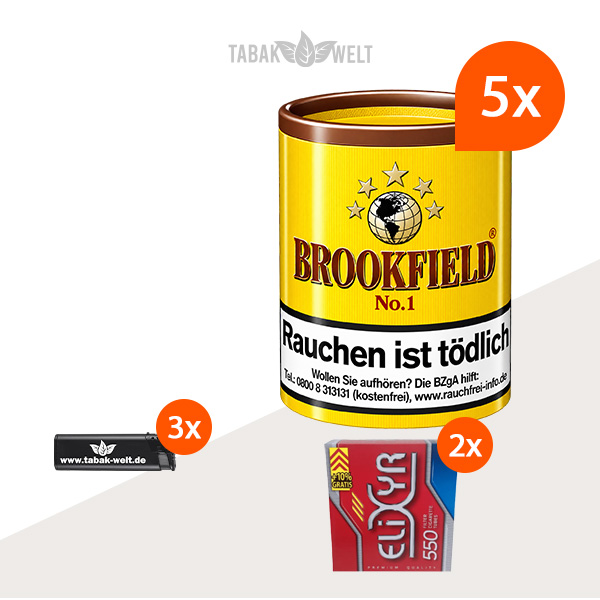 Brookfield No. 1 Pfeifentabak 5er-Set mit 1.100 Filterhülsen