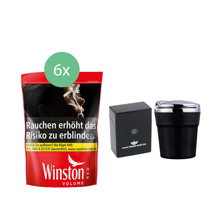 Winston Tabak Red XXL 6 x Beutel mit Zigarettenbox