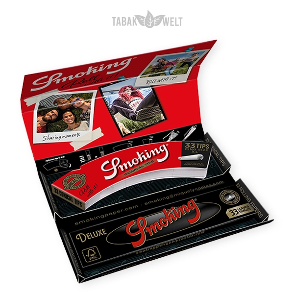 Smoking Blättchen Deluxe Luxury Rolling Kit King Size 33 Blatt Tips