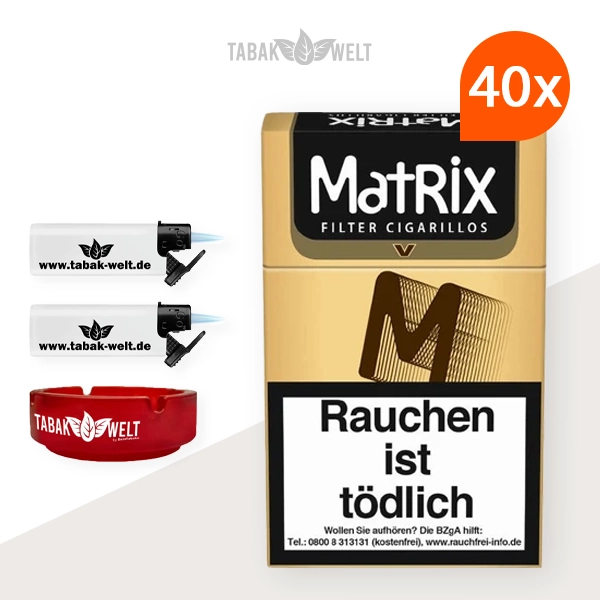 40x-matrix-zigarillos-v-m-mit-filter-2x-sturmfeuerzeug-aschenbecher