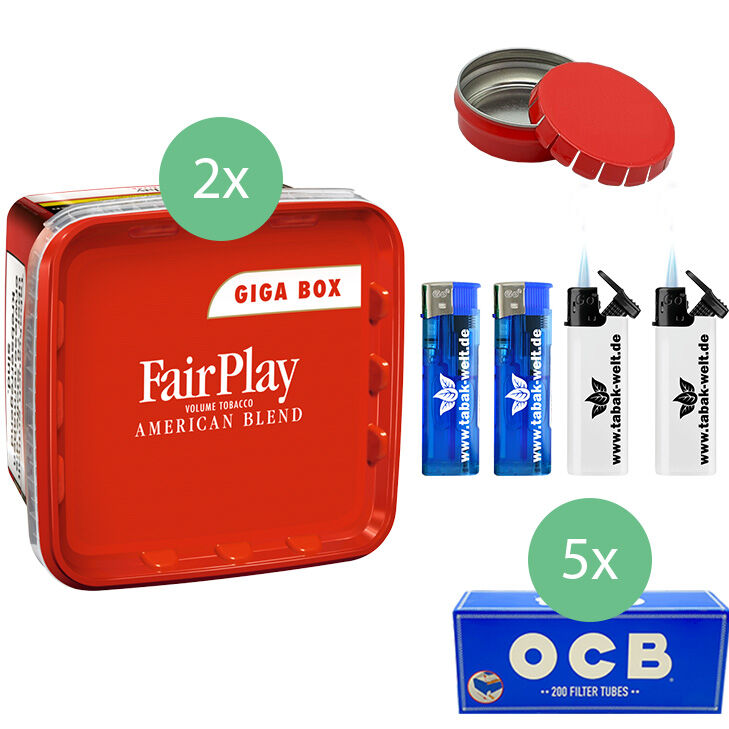 Fair Play Volumentabak Giga Box 2 x 315g mit 1000 Filterhülsen 