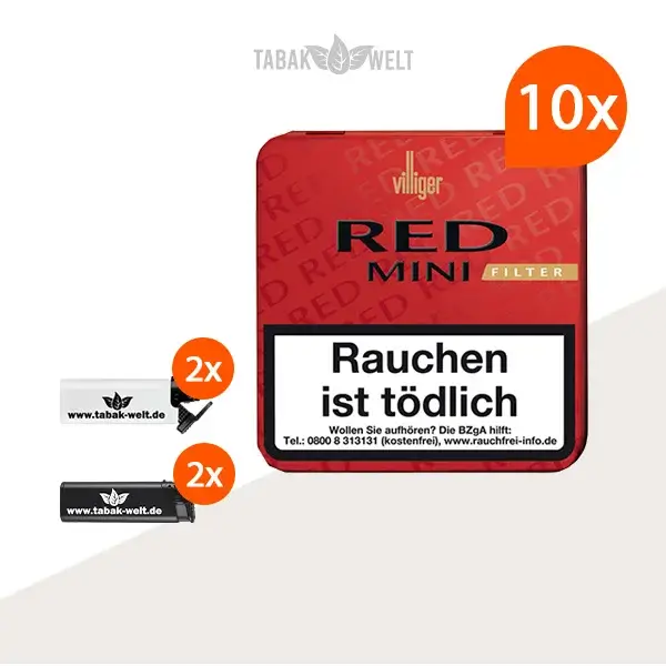 10x-villiger-red-mini-filter-zigarillos-mit-feuerzeuge