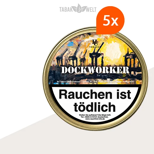 HU Tobacco Dockworker Flake Pfeifentabak 5 Dosen
