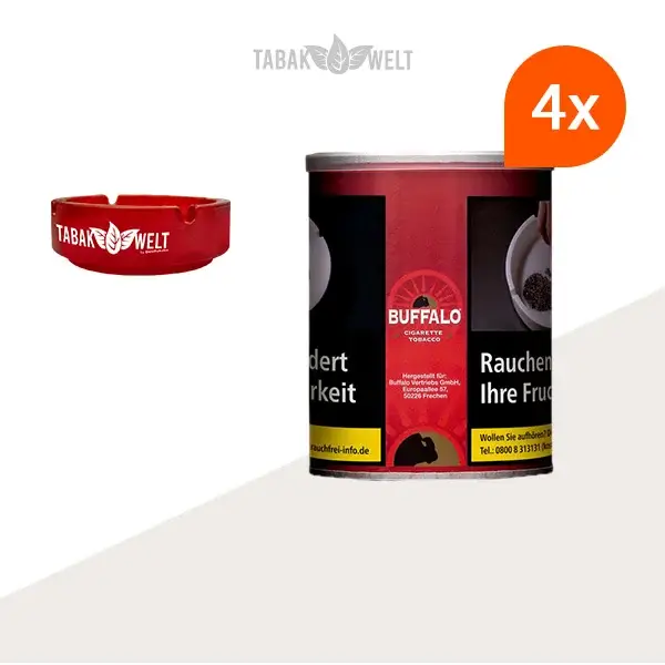buffalo-red-feinschnitttabak-4x-dose-mit-glas-aschenbecher buffalo-red-feinschnitttabak-4x-dose-mit-glas-aschenbecher