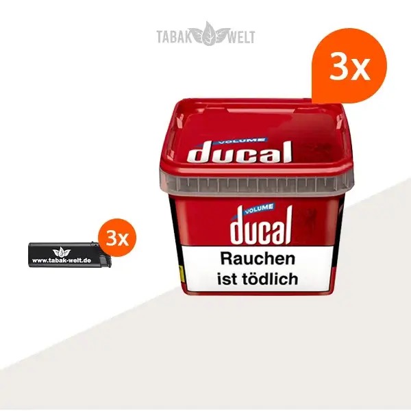 ducal-red-volumentabak-3x-eimer-mit-feuerzeugen