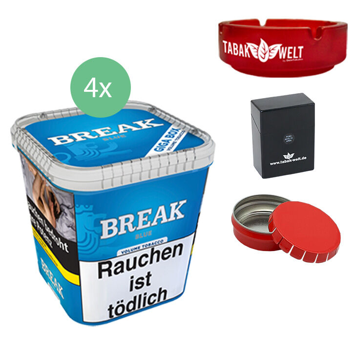 Break Tabak Blue 4 x Giga Box mit Aschenbecher