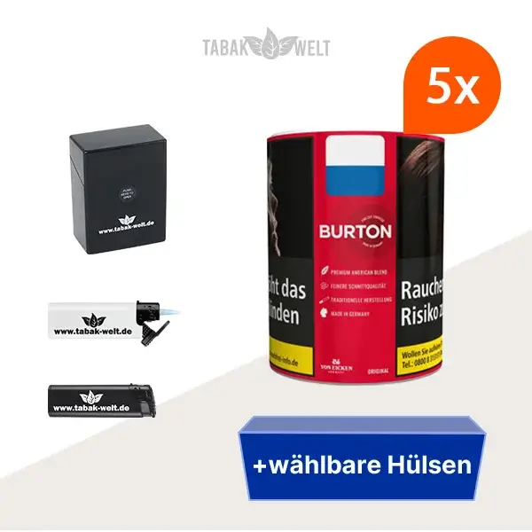 burton-original-feinschnitt-tabak-5x-dose-mit-waehlbaren-huelsen-und-etui burton-original-feinschnitt-tabak-5x-dose-mit-waehlbaren-huelsen-und-etui