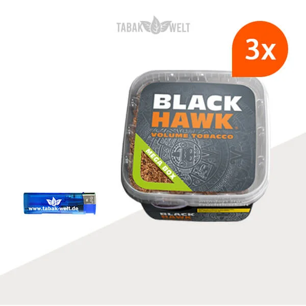  Black Hawk Volumentabak 3x Eimer mit Feuerzeug