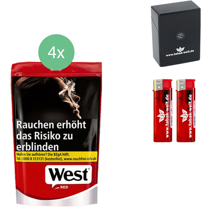 West Red Beutel 4 x 132g mit Zigarettenbox