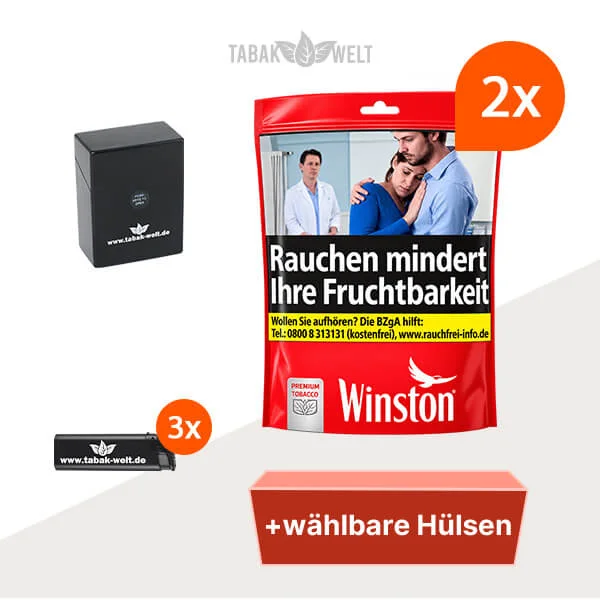Winston Tabak Red XXXL 2 x Beutel mit wählbaren Filterhülsen