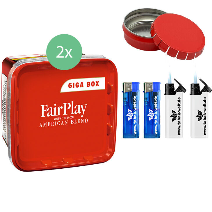 Fair Play Volumentabak Giga Box 2 x 315g mit Aschenbecher 