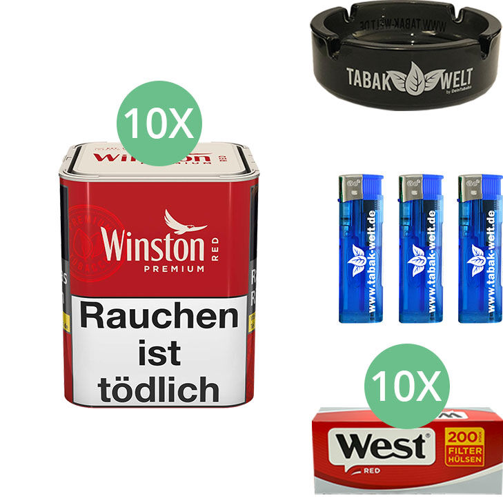 Winston Premium Red Feinschnittt 10 x 70g mit 2000 Hülsen