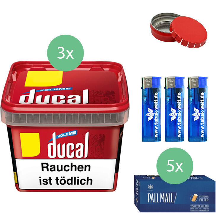 Ducal Tabak 3 x Eimer mit 1000 Xtra Size Filterhülsen