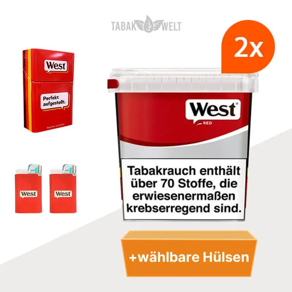 west-red-volumentabak-2x-giga-box-mit-waehlbaren-huelsen-und-zigarettenbox