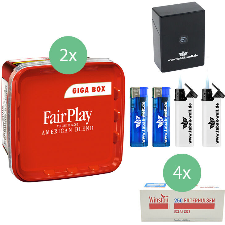 Fair Play Volumentabak 2 x Giga Box mit 1000 Extra Size Hülsen