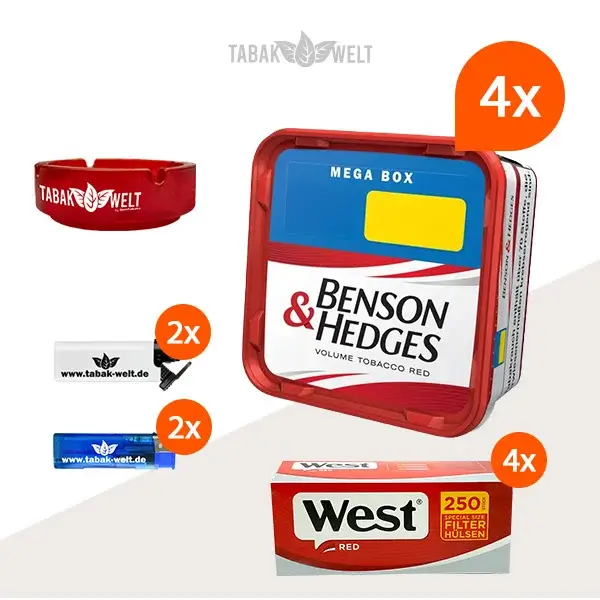 benson-und-hedges-red-volumentabak-4-x-mega-box-mit-1000-west-special-huelsen