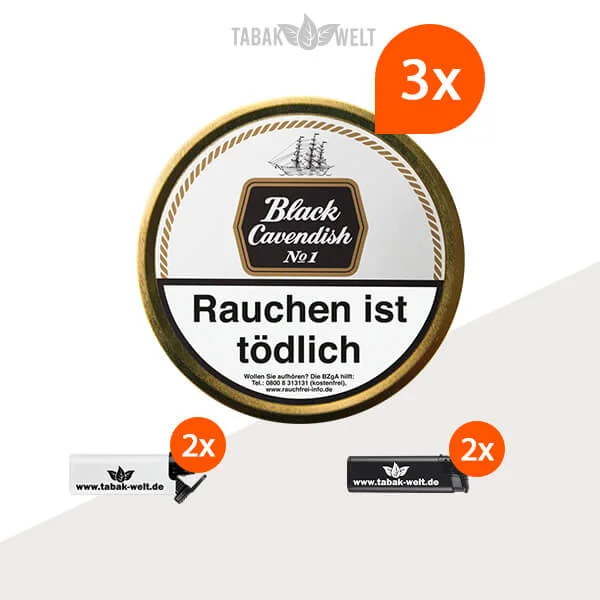 black-cavendish-no.-1-pfeifentabak-3x-dose-mit-feuerzeuge