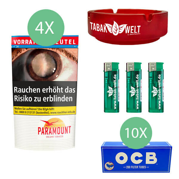4 x Paramount Tabak Beutel mit 2000 Ocb Hülsen