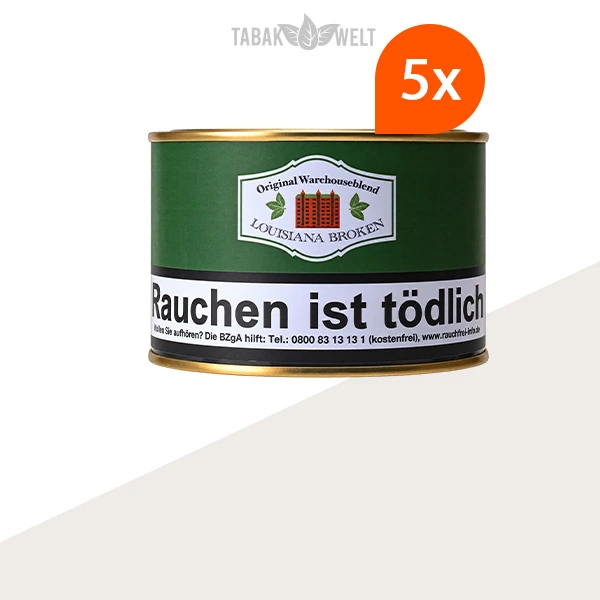 HU Tobacco Louisiana Broken Pfeifentabak – 5 Dosen im Set