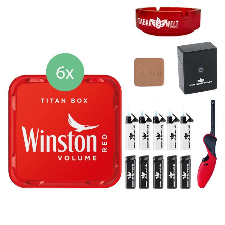 Winston Tabak 6 x Titan Box mit Glasaschenbecher