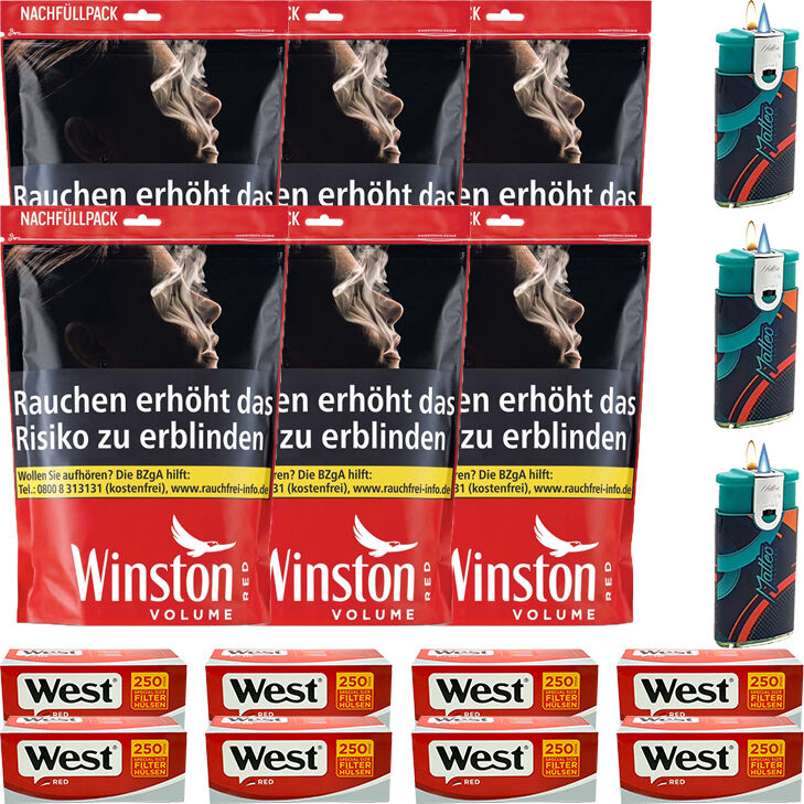 Winston Red 6 x 113g mit 2000 Special Size Hülsen