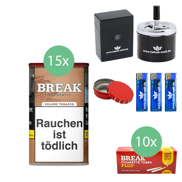 Break Authentic Tabak 15 x Dose mit 2000 Plus Filterhülsen