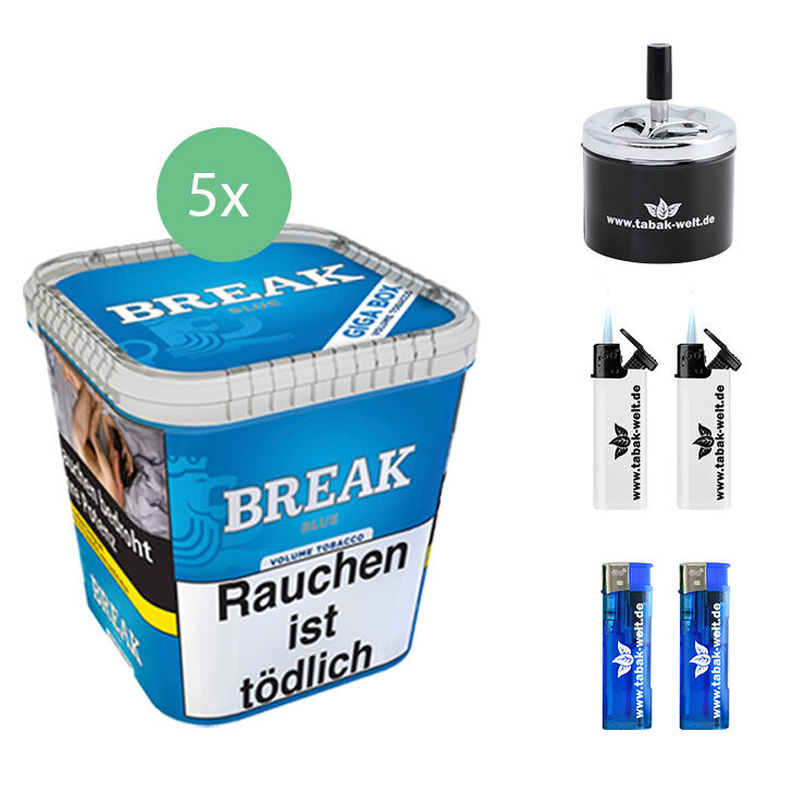Break Tabak Blue 5 x Giga Box mit Aschenbecher