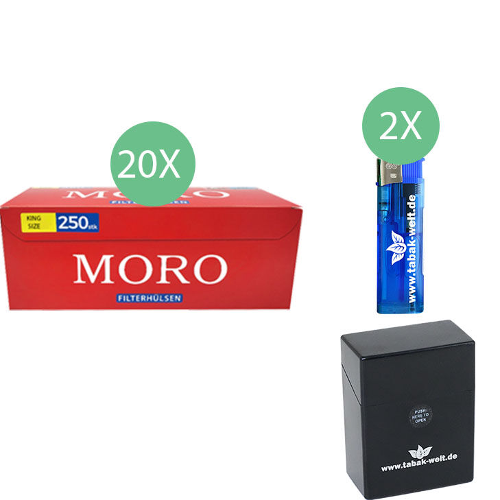 Moro King Size Filterhülsen 20 x 250 mit Zigarettenbox