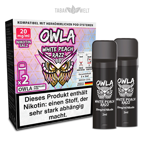 Owla E-Zigaretten Pods White Peach Razz 20mgml