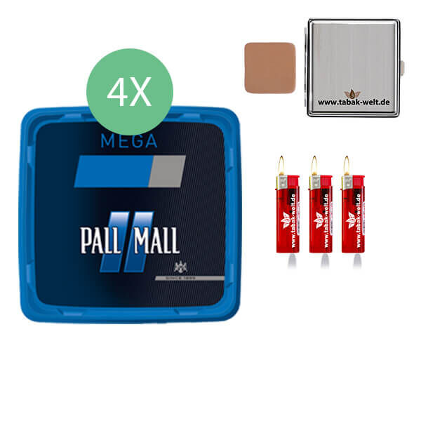 4 x pall mall blau volumentabak mit metall etui