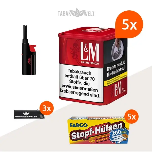l-m-volumentabak-red-l-5x-dose-mit-1000-king-size-huelsen-und-stabfeuerzeug